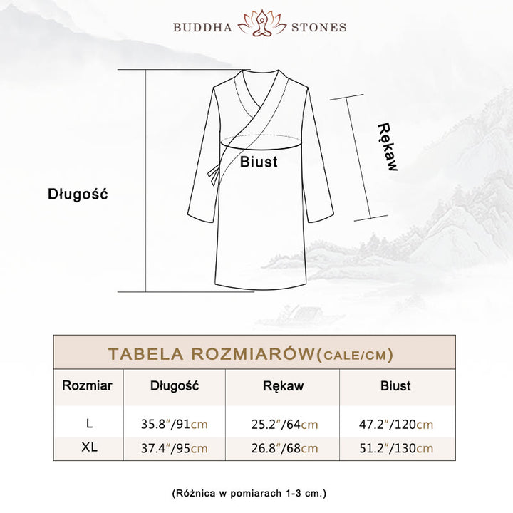 Buddha Stones 2 szt. Koszulka męska z długim rękawem i dekoltem w serek Top Spodnie Medytacja Zen Tai Chi Bawełna Lniany Zestaw Ubrań - image 6