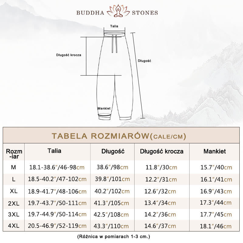 Buddha Stones Jednolity Kolor Bawełna Len Casual Męskie Spodnie Harem Z Kieszeniami - image 4