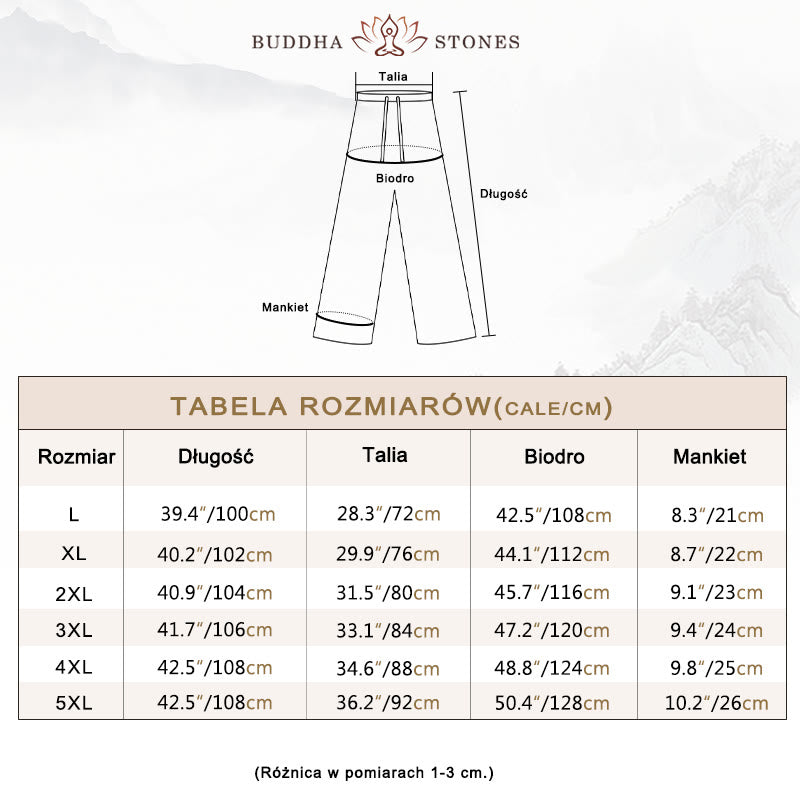 Spodnie męskie lniane z prostymi nogawkami i kieszeniami Buddha Stones Summer