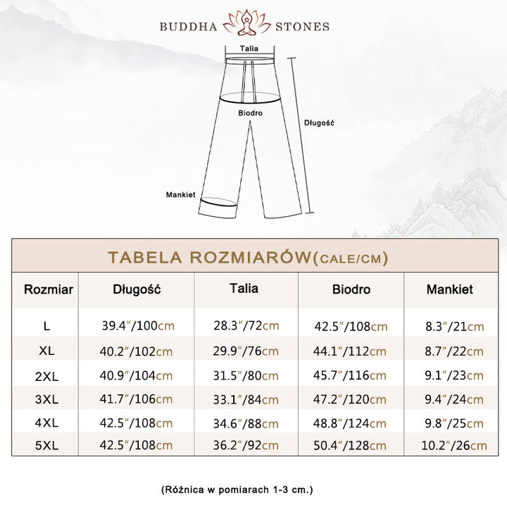 Spodnie męskie lniane z prostymi nogawkami i kieszeniami Buddha Stones Summer