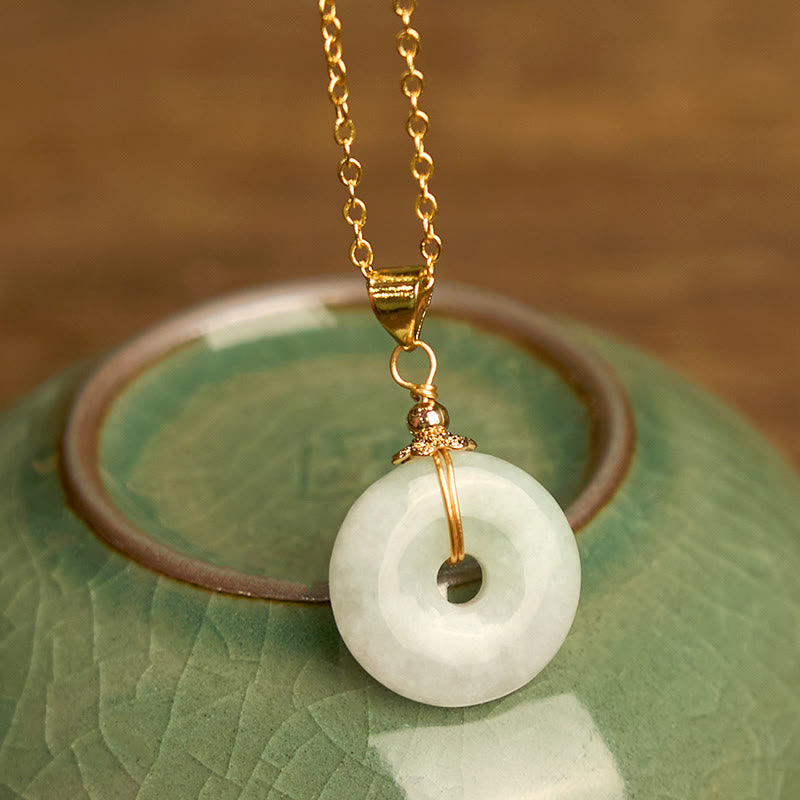 Naszyjnik z klamrą z jadeitu i Buddha Stones , wisiorek szczęścia - Klamra Jade Peace - image 0