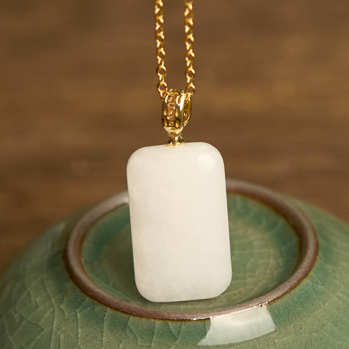 Naszyjnik z Buddha Stones Hetian Jade Silver Prosperity
