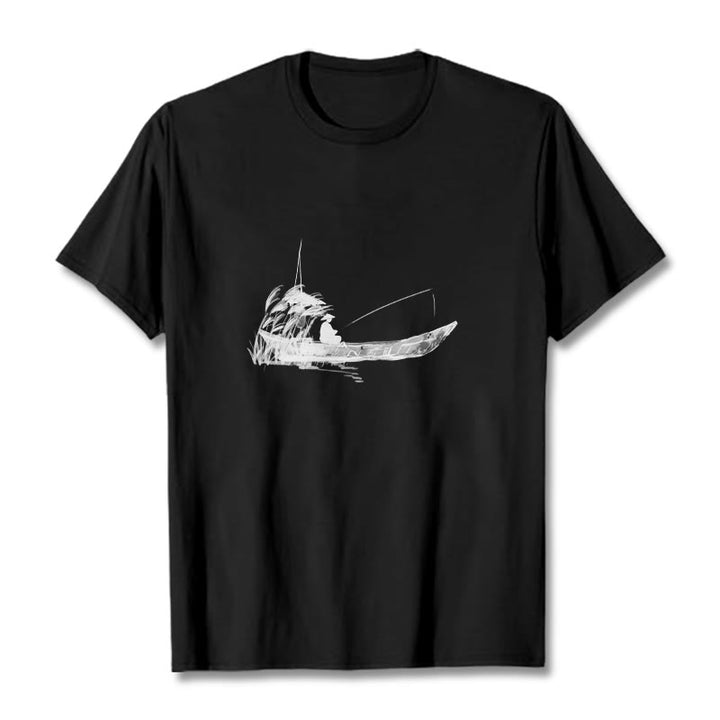 Koszulka z nadrukiem z motywem trawy i łodzi z motywem Buddha Stones - Czarny - 2XL - image 11