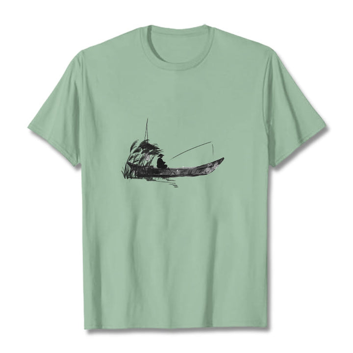 Koszulka z nadrukiem z motywem trawy i łodzi z motywem Buddha Stones - PaleGreen - 2XL - image 16