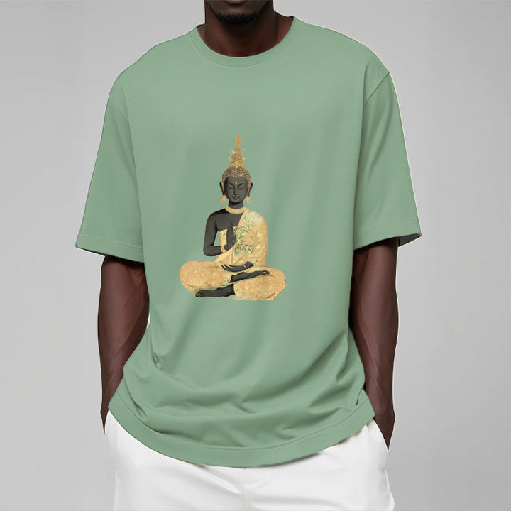 Koszulka z nadrukiem Buddha Stones Buddy Medytujący Budda Wzór Bawełna T-shirt - image 17