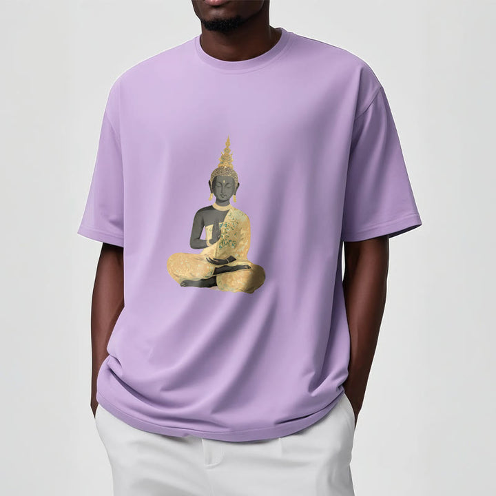 Koszulka z nadrukiem Buddha Stones Buddy Medytujący Budda Wzór Bawełna T-shirt - image 9