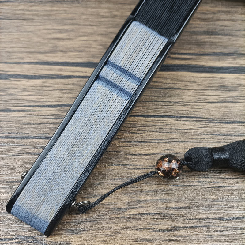 Buddha Stones Retro Liście Kwiat Jedwab Ręczny Składany Wachlarz Bambusowy