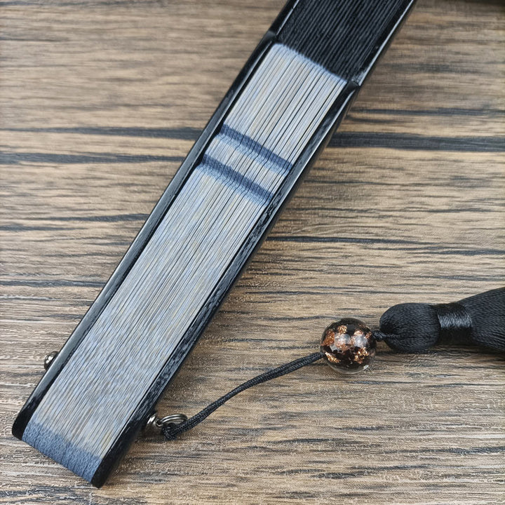 Buddha Stones Retro Liście Kwiat Jedwab Ręczny Składany Wachlarz Bambusowy