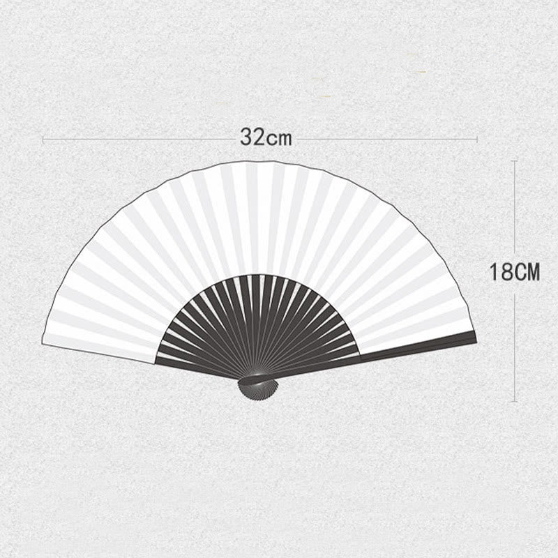 Buddha Stones Plum Blossom Crane Silk Ręczny składany wachlarz bambusowy