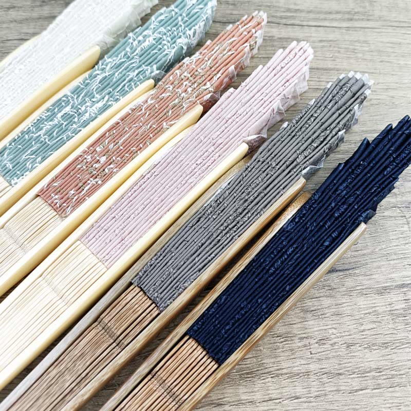 Buddha Stones Retro Duży Kwiat Haft Muszla Kształt Chwostów Ręczny Składany Wachlarz Bambusowy