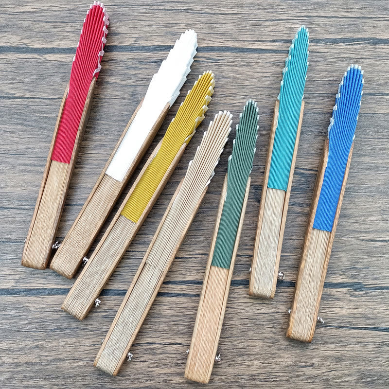 Buddha Stones Retro Jednolity Kolor Kształt Muszli Ręczny Składany Wentylator Bambusowy