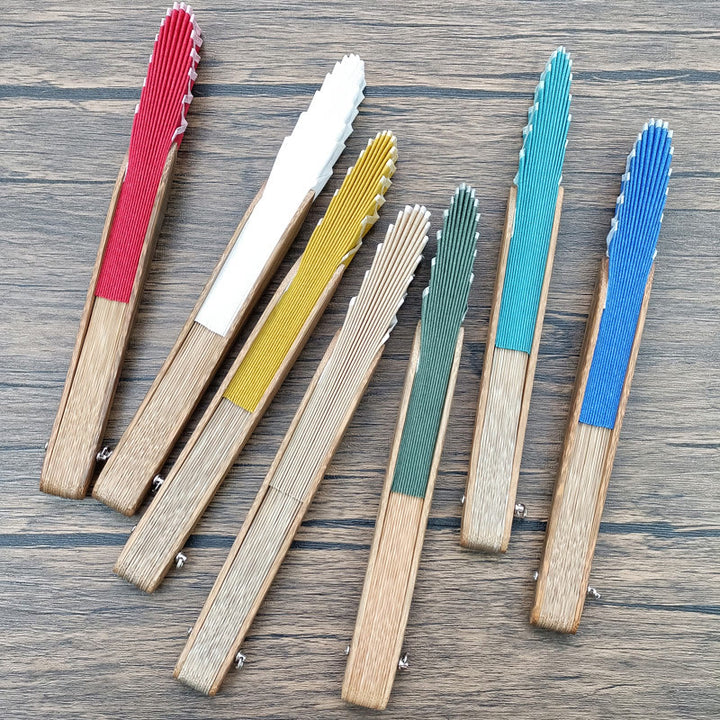 Buddha Stones Retro Jednolity Kolor Kształt Muszli Ręczny Składany Wentylator Bambusowy