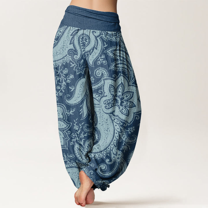 Buddha Stones Kamienie Paisley Wzory Damskie Spodnie Harem Elastyczny Pas - image 2