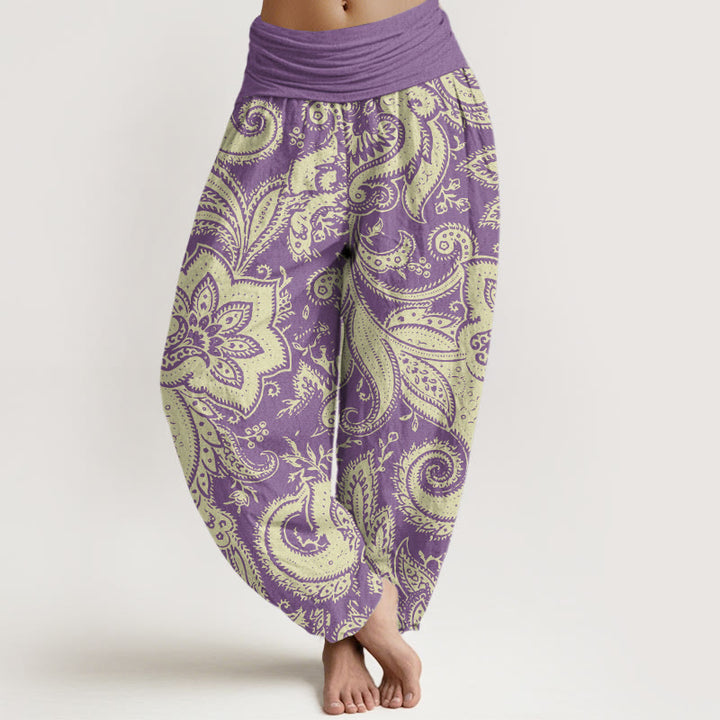 Buddha Stones Kamienie Paisley Wzory Damskie Spodnie Harem Elastyczny Pas - CiemnaOrchidea - US22, UK/AU26, EU54 (6XL) - image 5