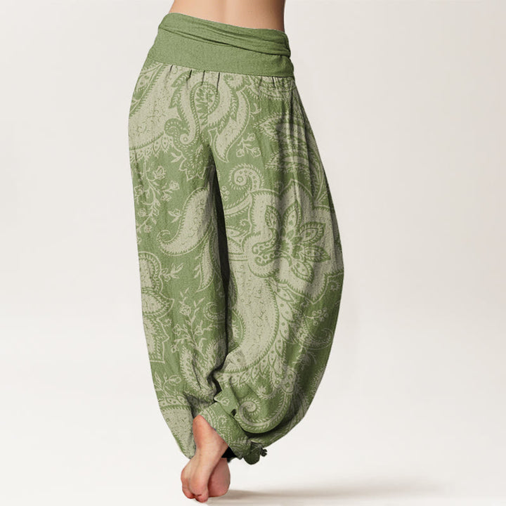 Buddha Stones Kamienie Paisley Wzory Damskie Spodnie Harem Elastyczny Pas - image 10