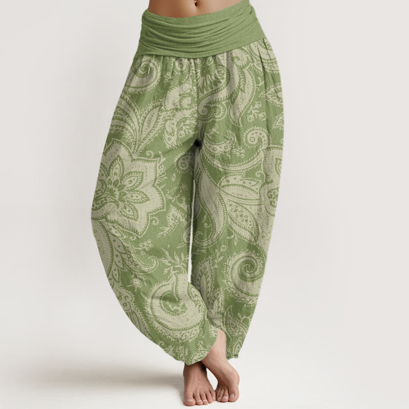 Buddha Stones Kamienie Paisley Wzory Damskie Spodnie Harem Elastyczny Pas - Oliwkowy - US22, UK/AU26, EU54 (6XL) - image 8