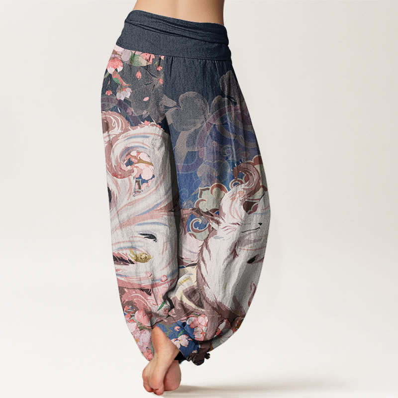 Spodnie haremowe damskie z elastycznym pasem Buddha Stones Fox Cherry Blossoms - image 3
