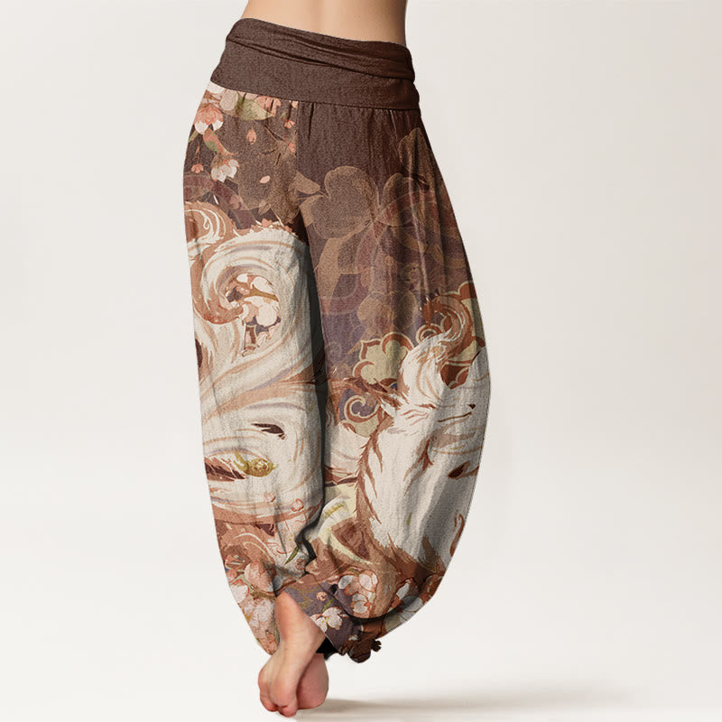 Spodnie haremowe damskie z elastycznym pasem Buddha Stones Fox Cherry Blossoms - image 7