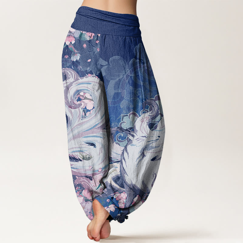 Spodnie haremowe damskie z elastycznym pasem Buddha Stones Fox Cherry Blossoms - image 10