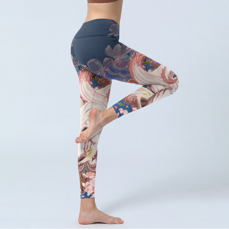 Leginsy do jogi damskie Buddha Stones Fox Cherry Blossoms Gym - image 3