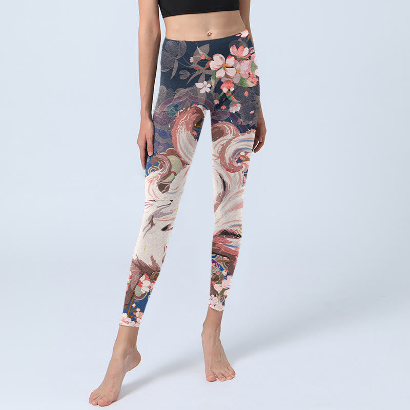 Leginsy do jogi damskie Buddha Stones Fox Cherry Blossoms Gym - image 5