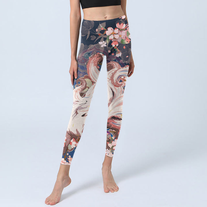 Leginsy do jogi damskie Buddha Stones Fox Cherry Blossoms Gym - image 6