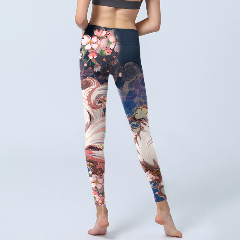 Leginsy do jogi damskie Buddha Stones Fox Cherry Blossoms Gym - image 6