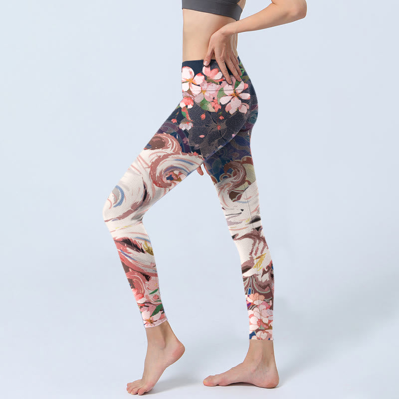 Leginsy do jogi damskie Buddha Stones Fox Cherry Blossoms Gym - image 2