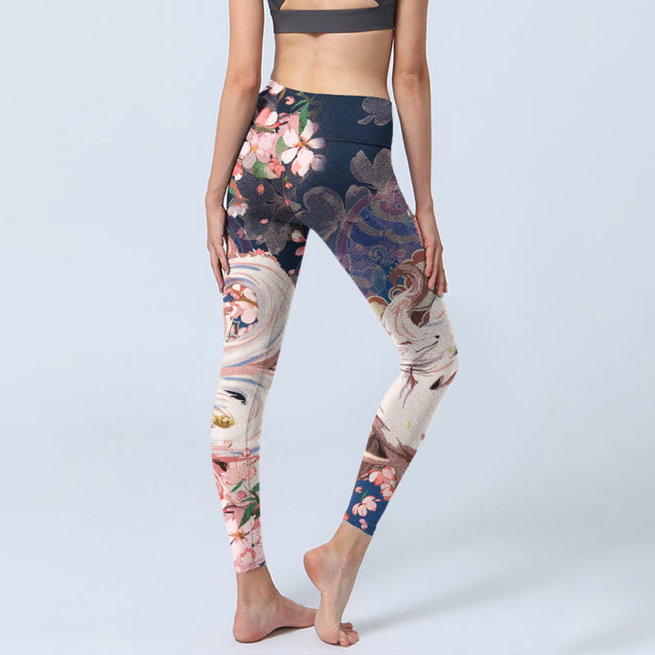 Leginsy do jogi damskie Buddha Stones Fox Cherry Blossoms Gym - image 5