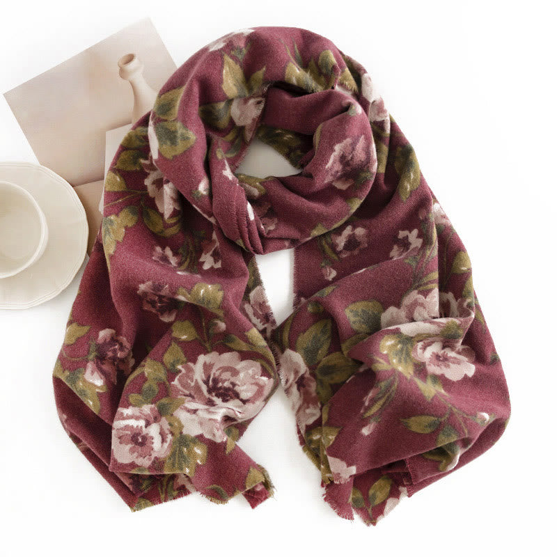 Buddha Stones Tybetański Szal Ogród Róża Jesień Zima Przytulny Podróżny Szalik Otulacz - image 2