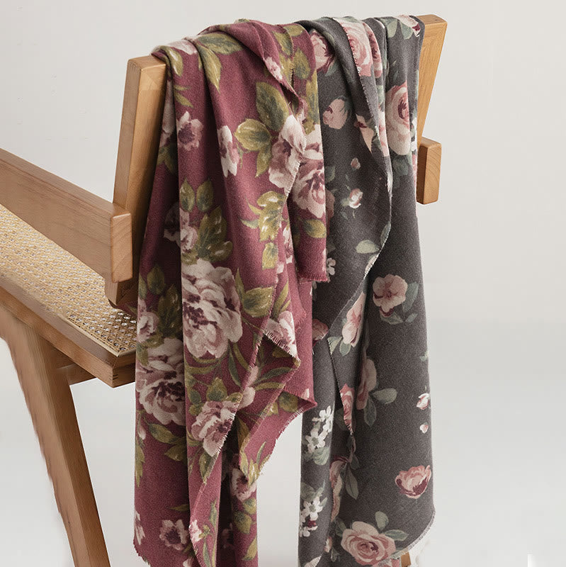 Buddha Stones Tybetański Szal Ogród Róża Jesień Zima Przytulny Podróżny Szalik Otulacz - image 4