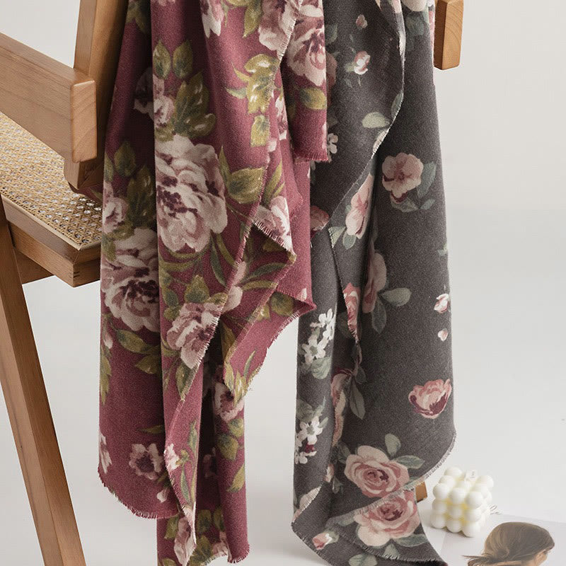 Buddha Stones Tybetański Szal Ogród Róża Jesień Zima Przytulny Podróżny Szalik Otulacz - image 5