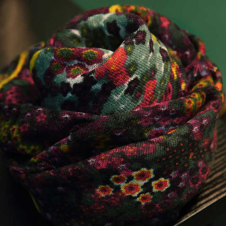 Buddha Stones Tybetański Pałac Vintage Malarstwo Olejne Kwiaty Szal Zimowy Przytulny Podróżny Szalik Owijany - image 3