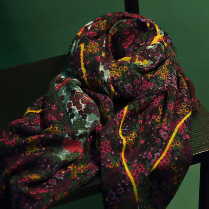 Buddha Stones Tybetański Pałac Vintage Malarstwo Olejne Kwiaty Szal Zimowy Przytulny Podróżny Szalik Owijany - image 2