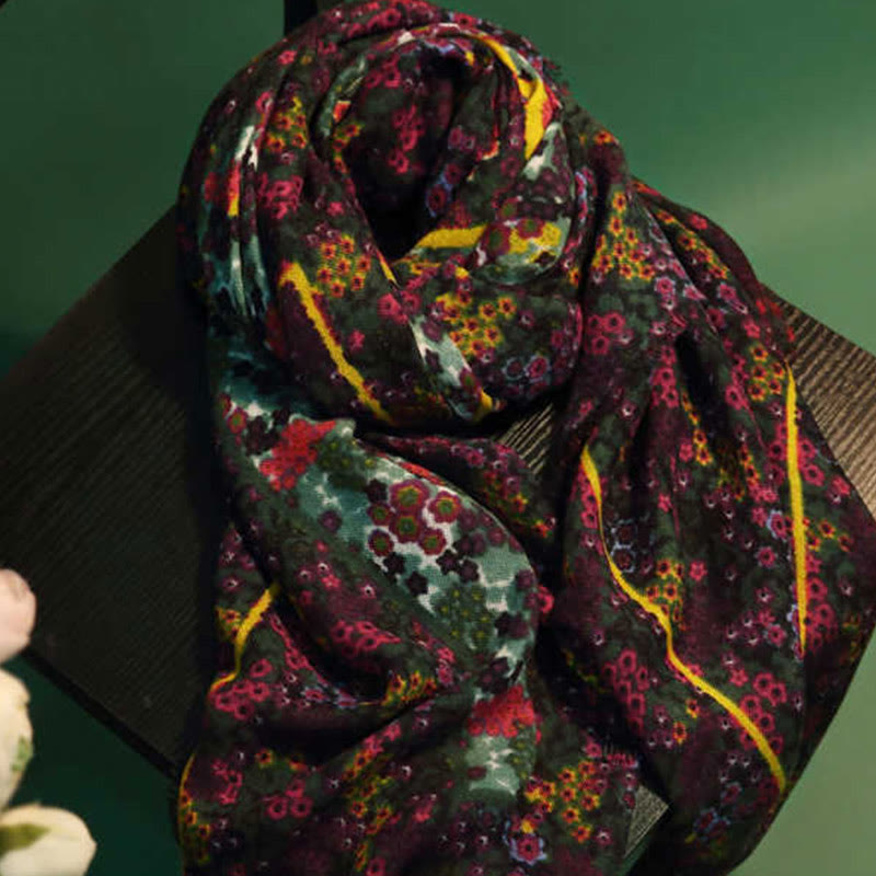 Buddha Stones Tybetański Pałac Vintage Malarstwo Olejne Kwiaty Szal Zimowy Przytulny Podróżny Szalik Owijany - image 1