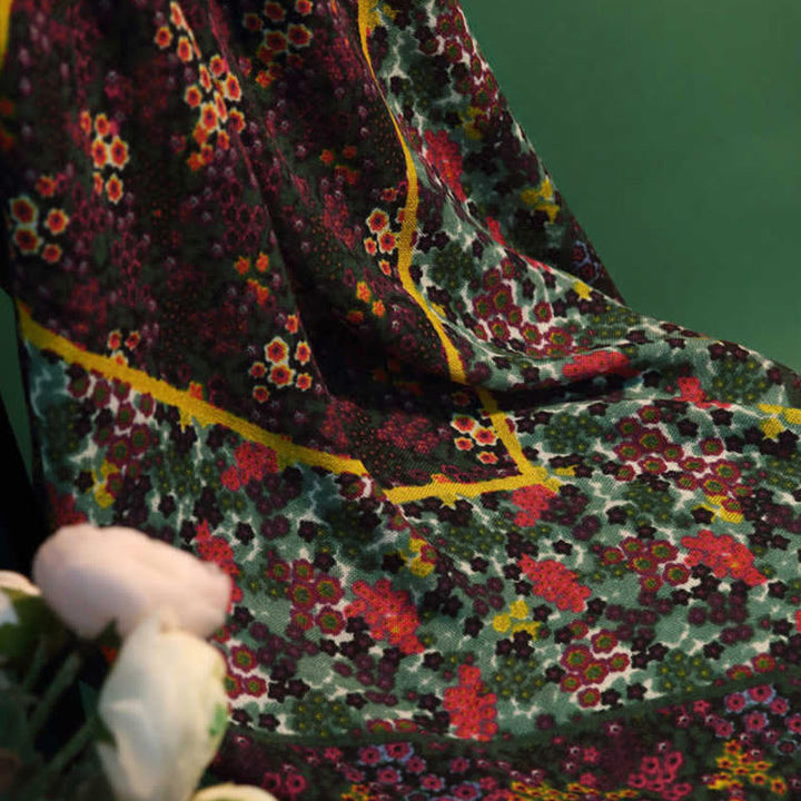 Buddha Stones Tybetański Pałac Vintage Malarstwo Olejne Kwiaty Szal Zimowy Przytulny Podróżny Szalik Owijany - image 11