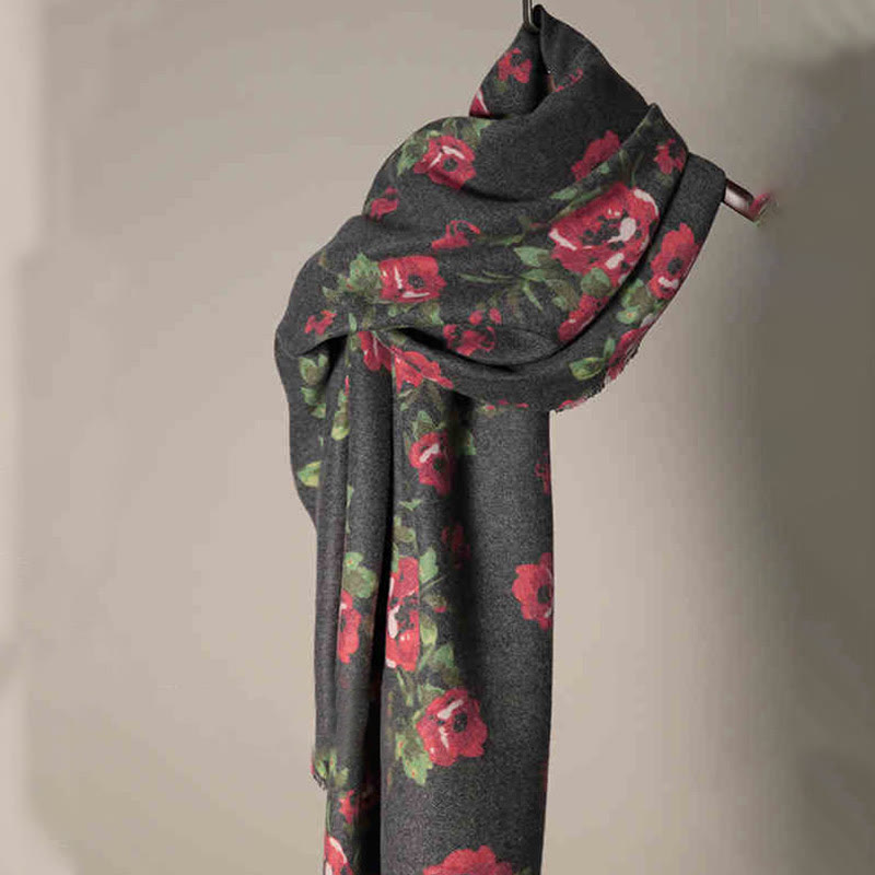 Buddha Stones Tybetański Kwiat Róży Ogród Szal Jesień Zima Przytulny Szalik Otulacz  - image 7