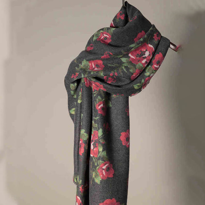 Buddha Stones Tybetański Kwiat Róży Ogród Szal Jesień Zima Przytulny Szalik Otulacz  - image 7