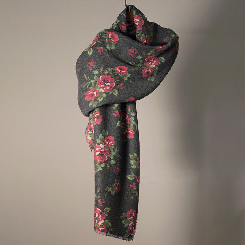 Buddha Stones Tybetański Kwiat Róży Ogród Szal Jesień Zima Przytulny Szalik Otulacz  - image 6