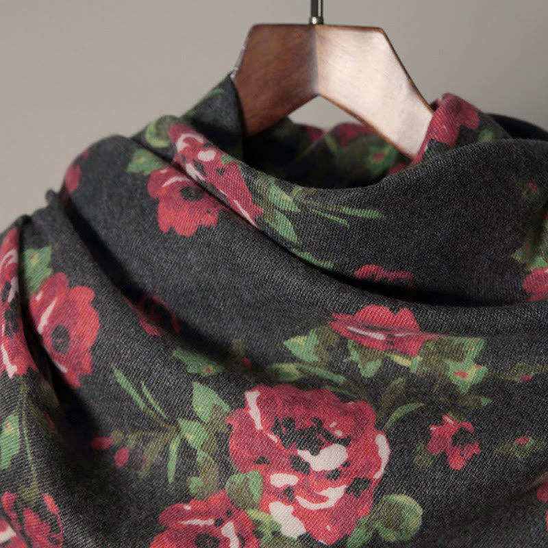 Buddha Stones Tybetański Kwiat Róży Ogród Szal Jesień Zima Przytulny Szalik Otulacz  - image 9