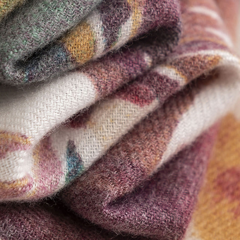 Buddha Stones Tybetański Słodki Kolorowy Kwiatowy Nadruk Szal Jesień Zima Miękki Szalik Otulacz - image 17