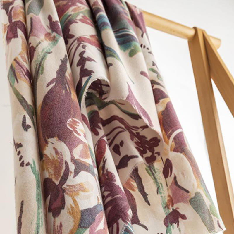 Buddha Stones Tybetański Słodki Kolorowy Kwiatowy Nadruk Szal Jesień Zima Miękki Szalik Otulacz - image 12