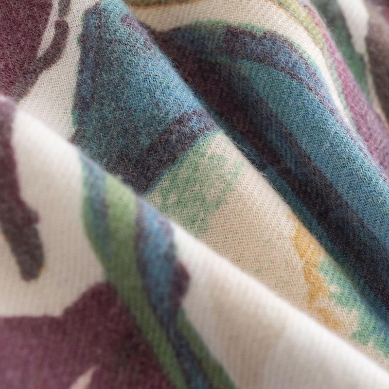 Buddha Stones Tybetański Słodki Kolorowy Kwiatowy Nadruk Szal Jesień Zima Miękki Szalik Otulacz - image 11