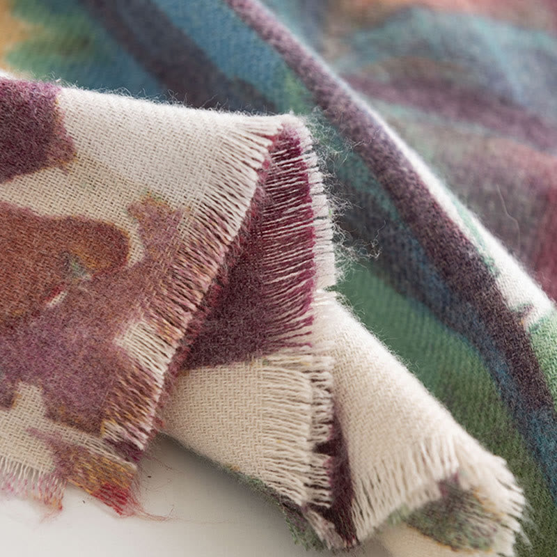 Buddha Stones Tybetański Słodki Kolorowy Kwiatowy Nadruk Szal Jesień Zima Miękki Szalik Otulacz - image 21