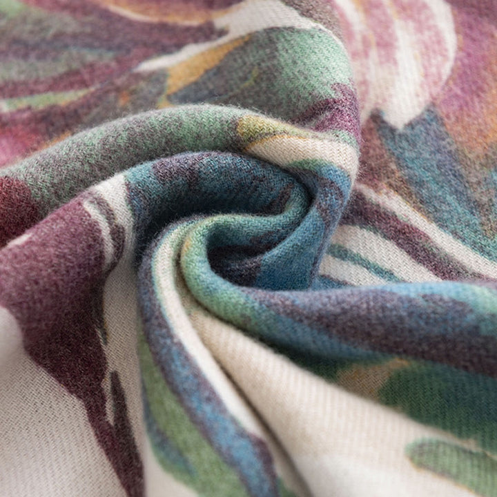 Buddha Stones Tybetański Słodki Kolorowy Kwiatowy Nadruk Szal Jesień Zima Miękki Szalik Otulacz - image 18