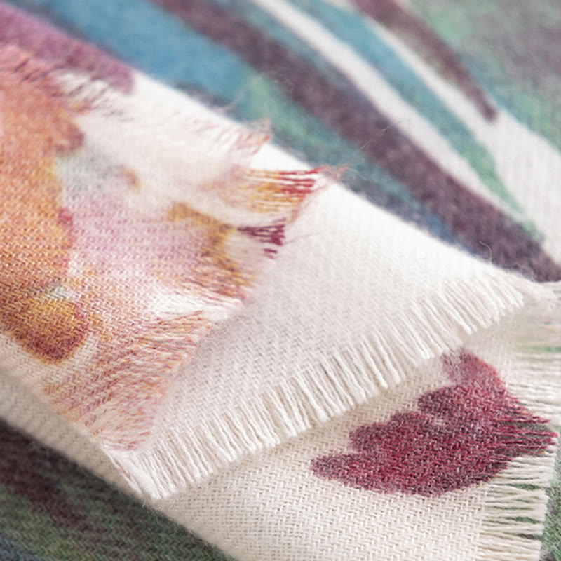 Buddha Stones Tybetański Słodki Kolorowy Kwiatowy Nadruk Szal Jesień Zima Miękki Szalik Otulacz - image 20