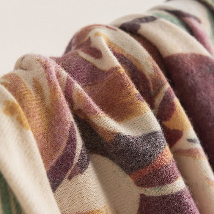 Buddha Stones Tybetański Słodki Kolorowy Kwiatowy Nadruk Szal Jesień Zima Miękki Szalik Otulacz - image 15