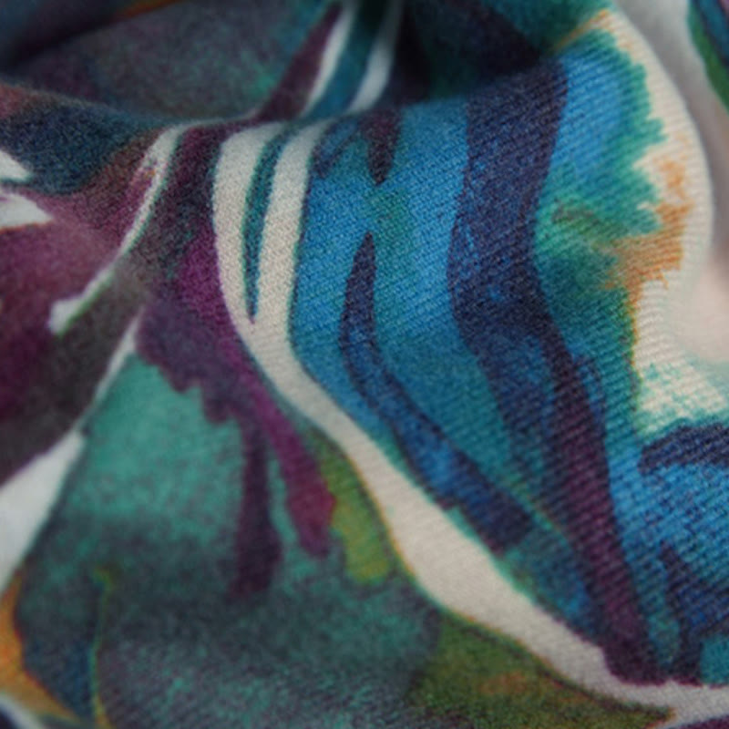 Buddha Stones Tybetański Słodki Kolorowy Kwiatowy Nadruk Szal Jesień Zima Miękki Szalik Otulacz - image 8