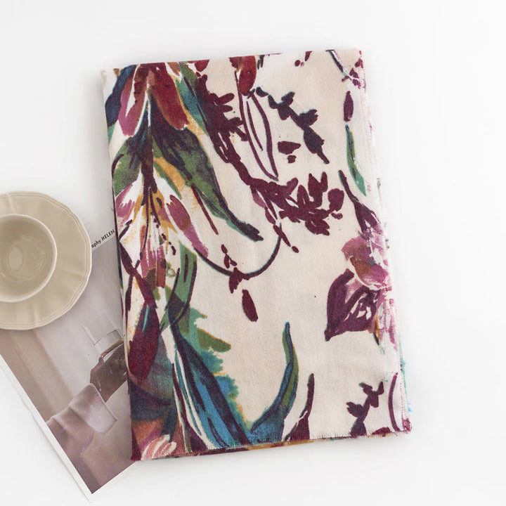 Buddha Stones Tybetański Słodki Kolorowy Kwiatowy Nadruk Szal Jesień Zima Miękki Szalik Otulacz - image 1