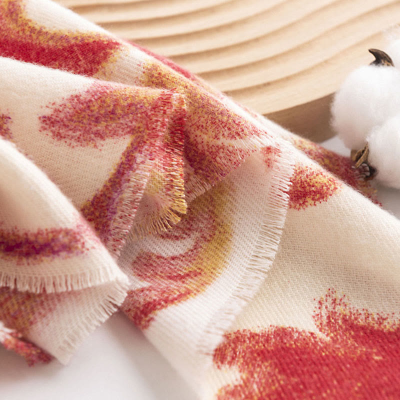 Buddha Stones Tybetański Czerwony Kwiat Drukuj Szal Jesień Zima Miękki Ciepły Szalik Otulacz - image 15